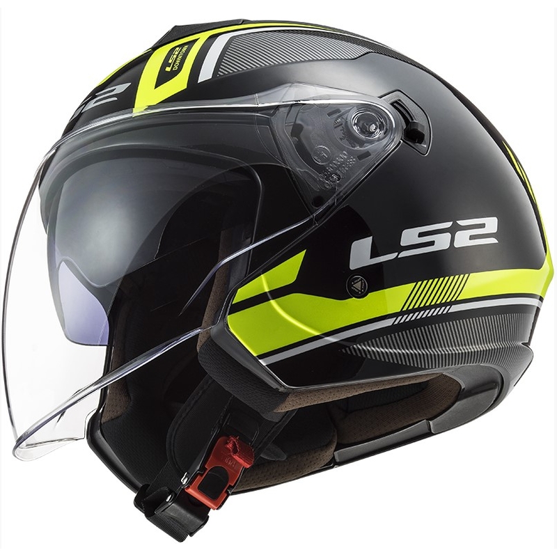 Nyitott motoros sisak LS2 OF573 Twister II Flix fekete-fluo sárga
