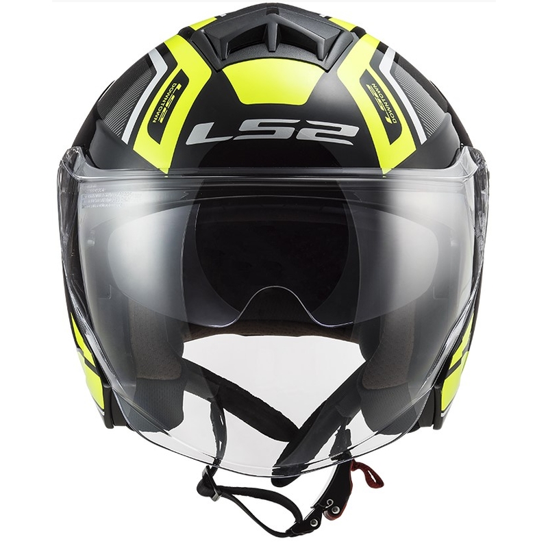 Nyitott motoros sisak LS2 OF573 Twister II Flix fekete-fluo sárga