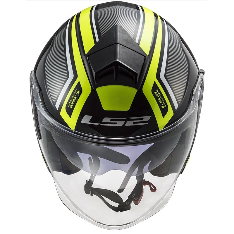 Nyitott motoros sisak LS2 OF573 Twister II Flix fekete-fluo sárga