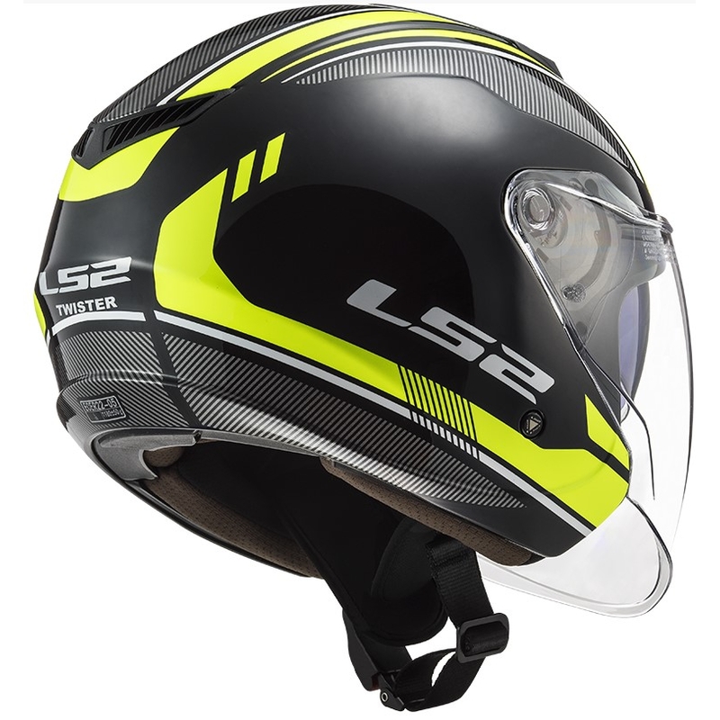 Nyitott motoros sisak LS2 OF573 Twister II Flix fekete-fluo sárga