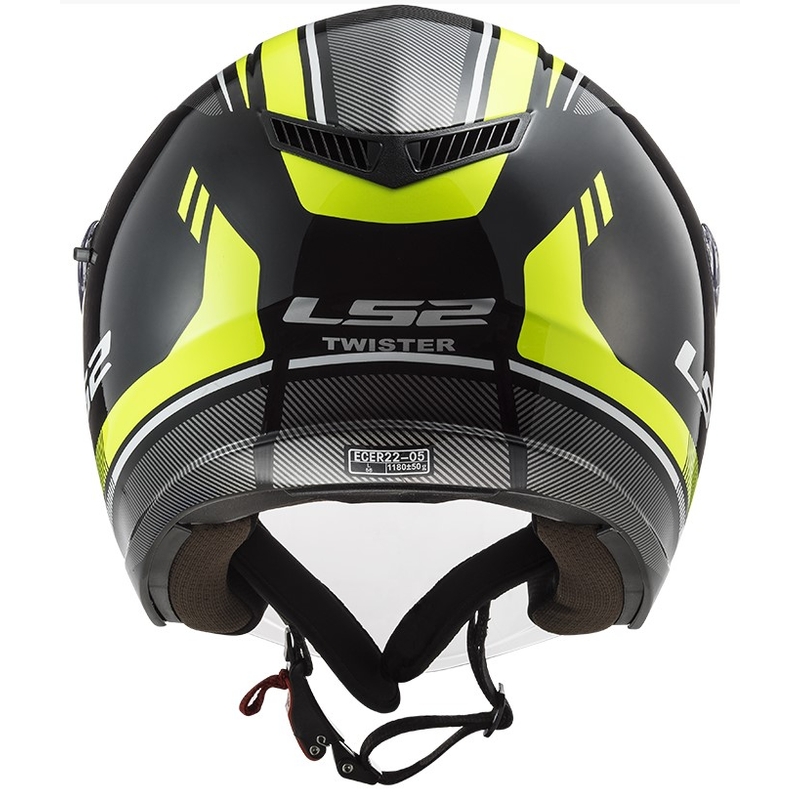 Nyitott motoros sisak LS2 OF573 Twister II Flix fekete-fluo sárga