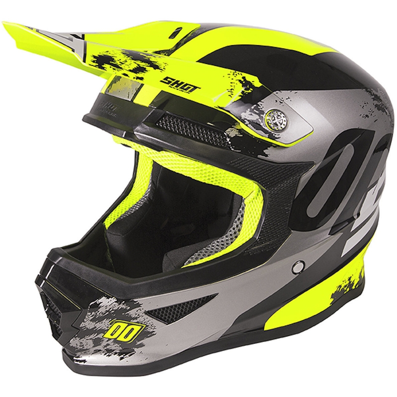 Gyerekek Motocross sisak lövés dühös árnyék fekete-szürke-fluo sárga