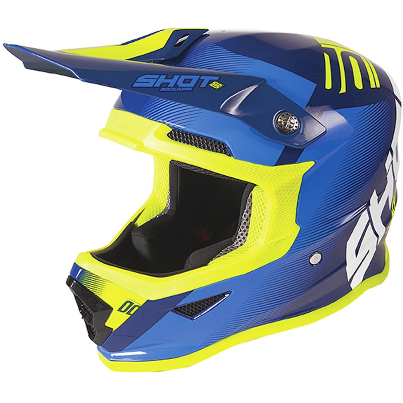Gyerekek Motocross Sisak Shot Furious Trust kék-fluo sárga akció kiárusítás