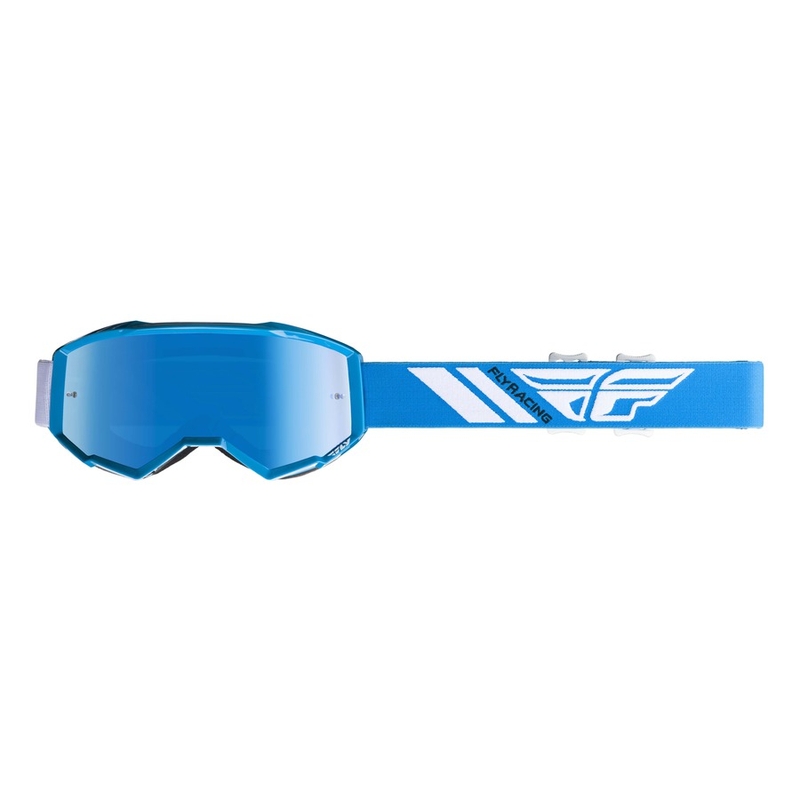 Motocross szemüveg FLY Racing Zone 2019 kék-fehér (kék króm plexi) akció kiárusítás