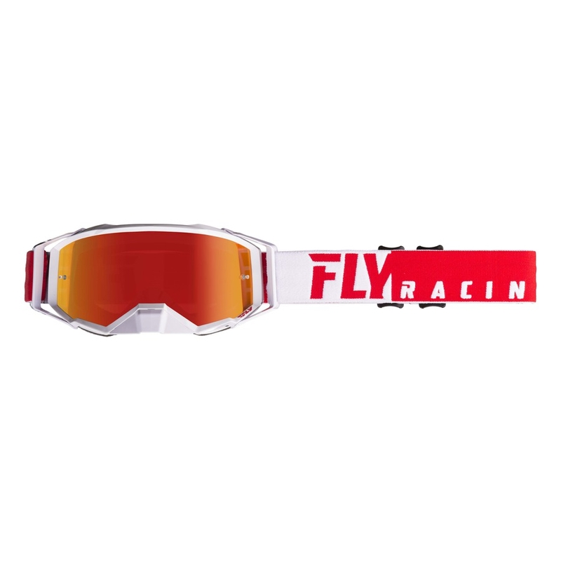 Motocross szemüveg FLY Racing Zone PRO 2019 piros-fehér (piros króm plexi) akció kiárusítás