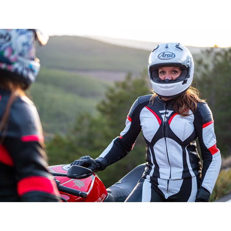 Női motoros kabát Rebel fekete-fehér-fluo piros eladás kiárusítás