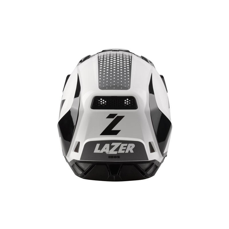 Motocross sisak Lazer X9 Vas fehér-fekete-ezüst
