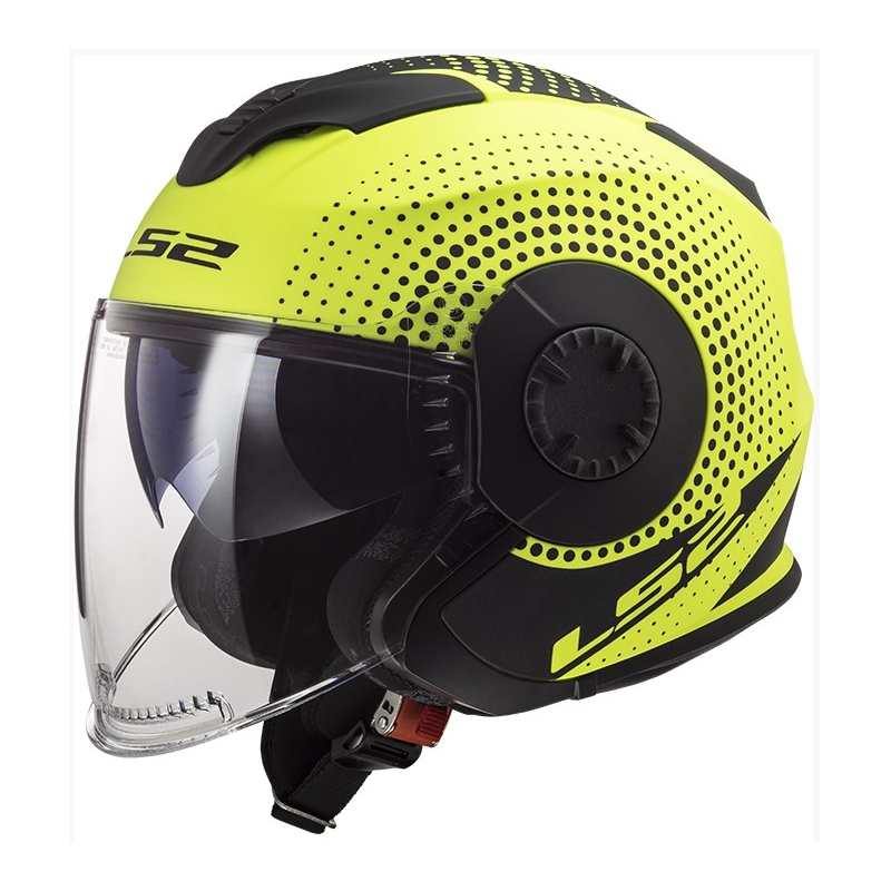 LS2 OF570 Verso Spin fekete fluo nyitott motoros sisak sárga