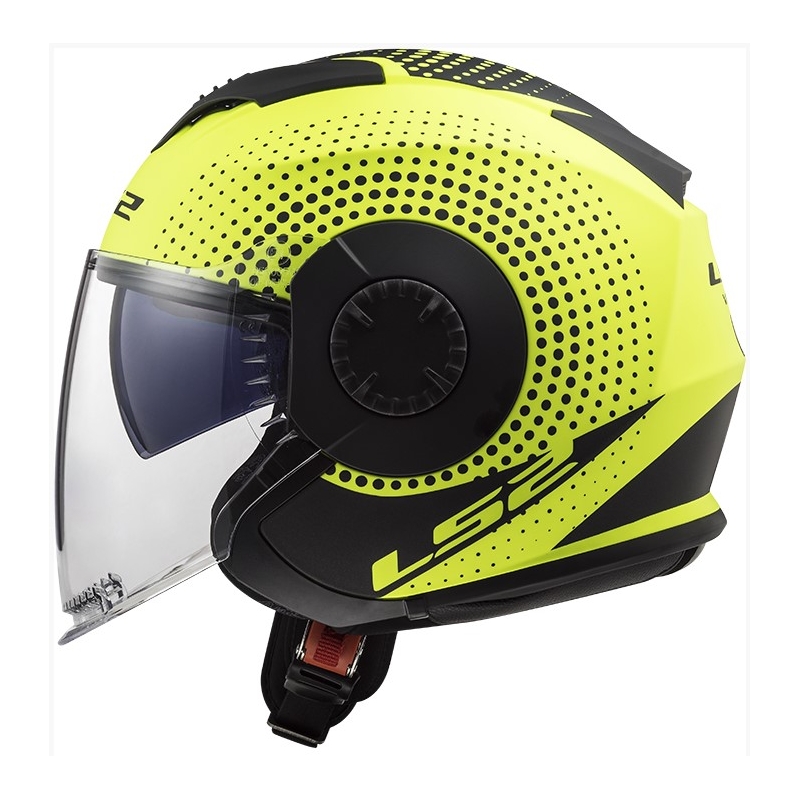 LS2 OF570 Verso Spin fekete fluo nyitott motoros sisak sárga