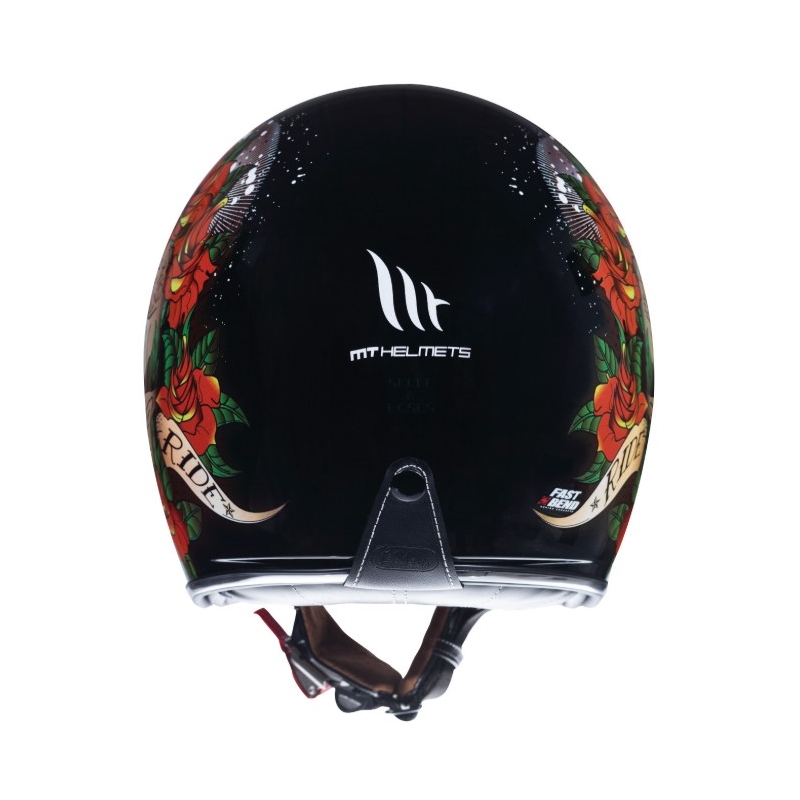 Nyitott motoros sisak MT LeMans 2 SV SKULL &ROSES fekete-piros