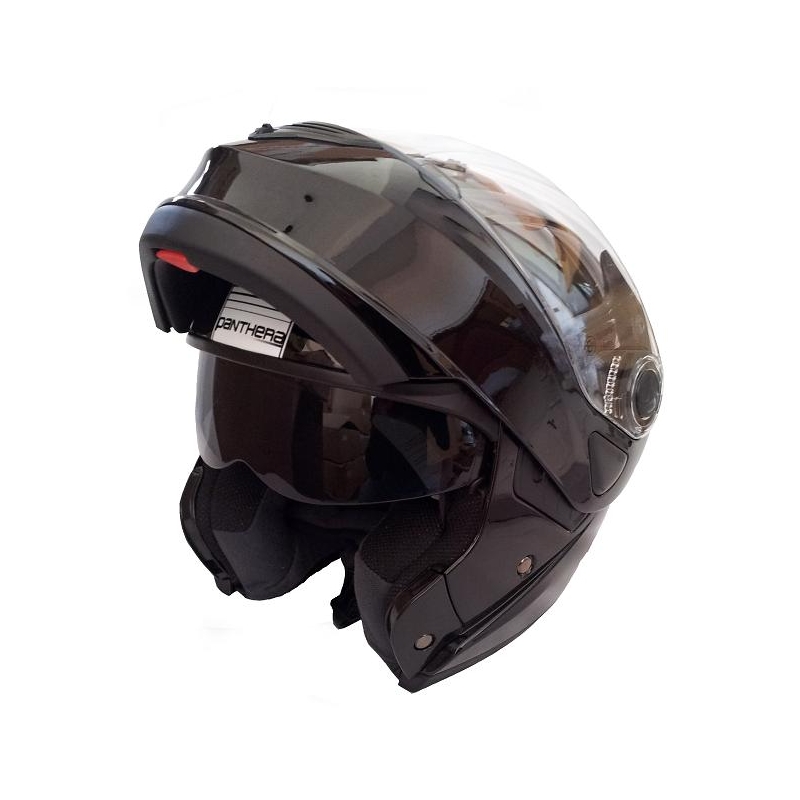 Helma na moto výklopná Panthera ST06 černá lesklá