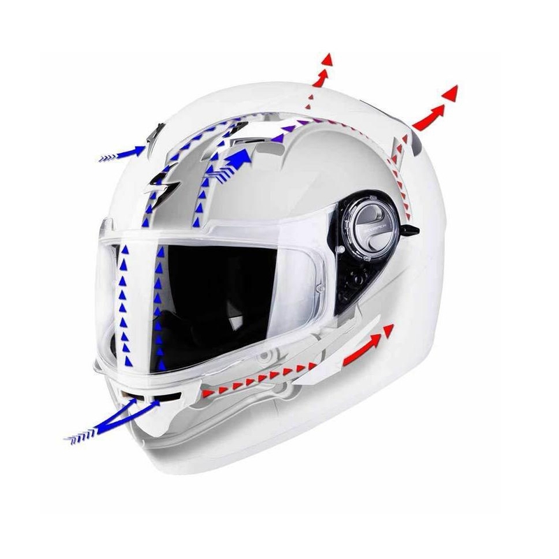 Motoros sisak integrált Scorpion EXO-500 AIR fehér-piros