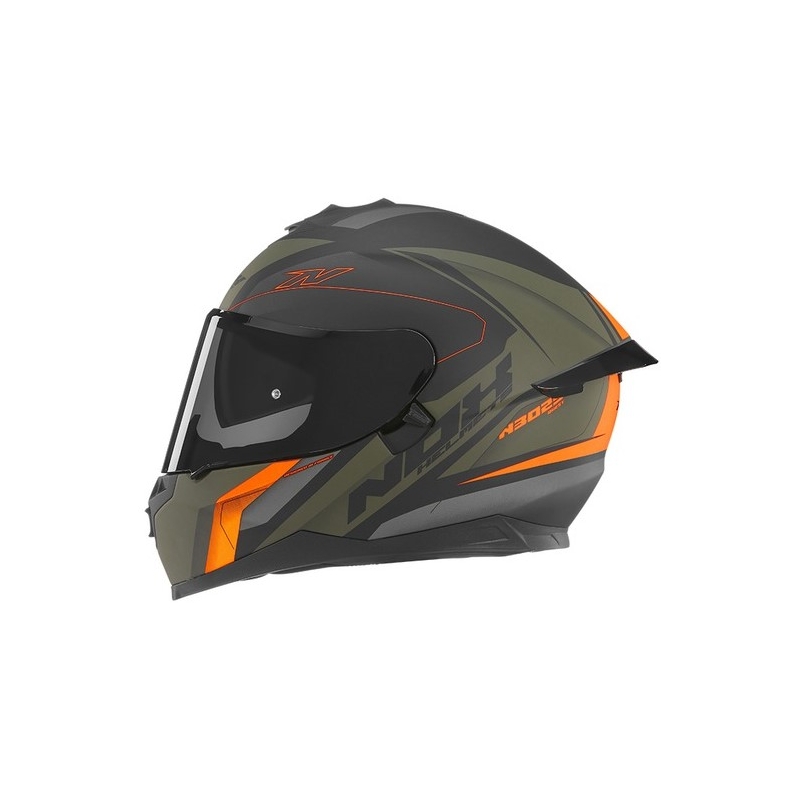 Integrált motorkerékpár sisak NOX N302S Quest fekete-zöld-narancssárga