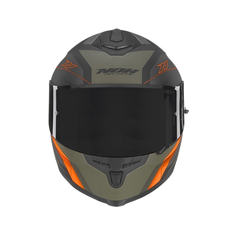 Integrált motorkerékpár sisak NOX N302S Quest fekete-zöld-narancssárga