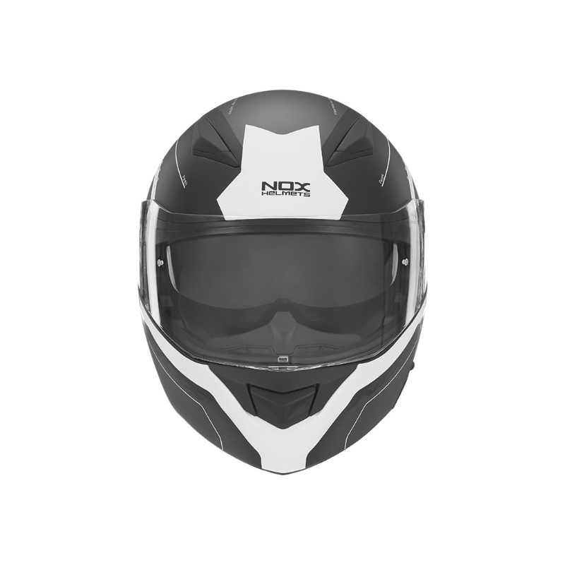 Billenő sisak a NOX N965 Peak fekete-fehér motorkerékpárhoz