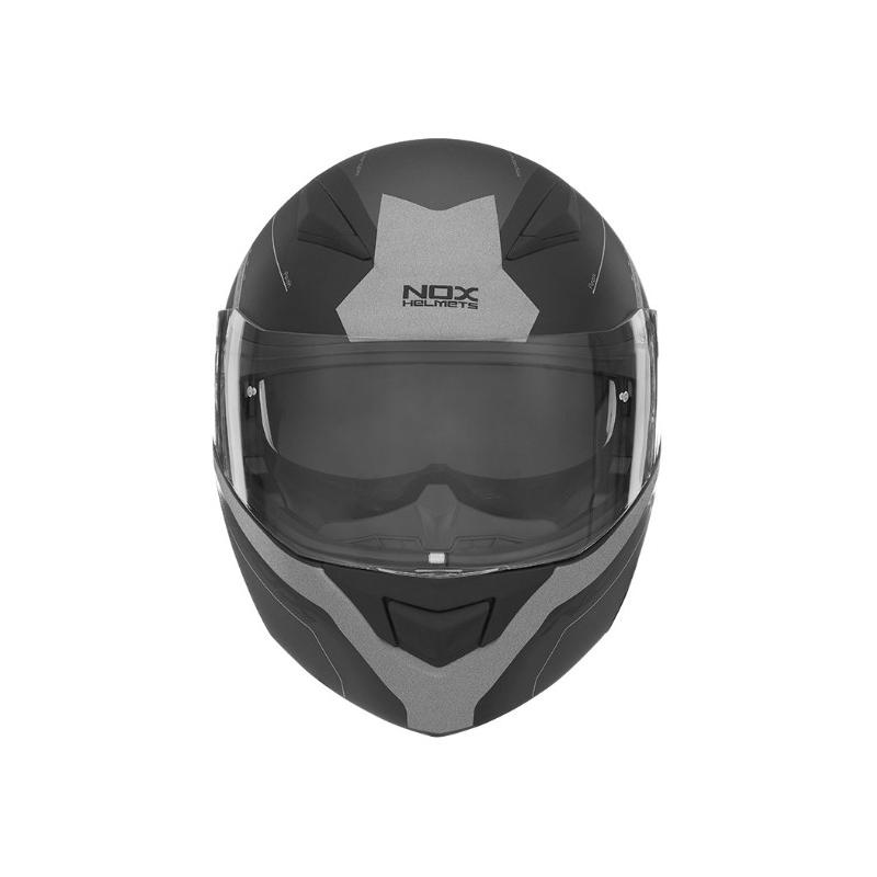 Billenő motoros sisak NOX N965 Peak fekete-ezüst