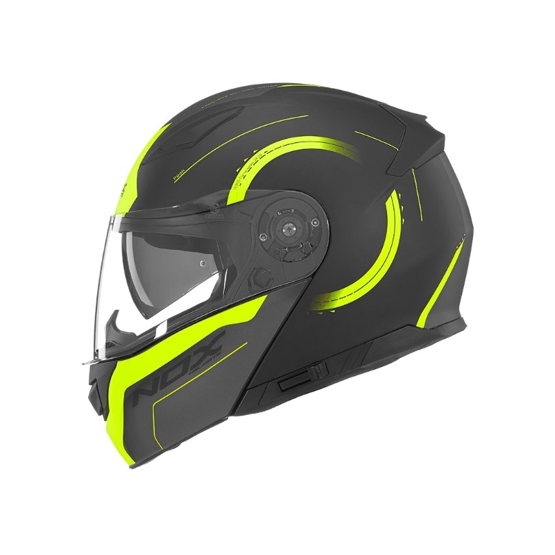 Billenő motoros sisak NOX N965 Peak fekete-sárga kiárusítás