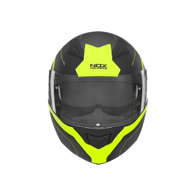 Billenő motoros sisak NOX N965 Peak fekete-sárga kiárusítás