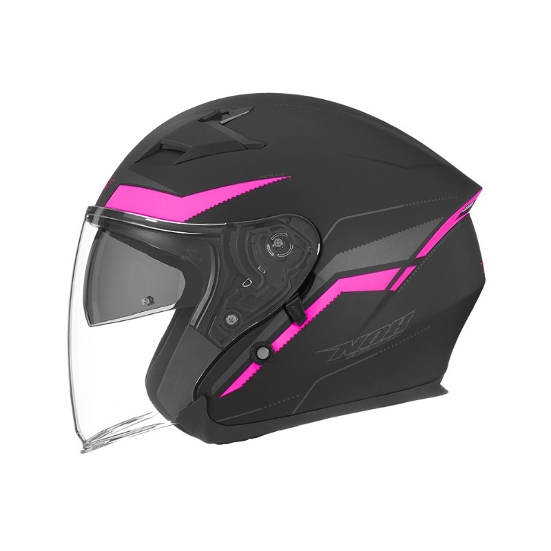Nyitott motoros sisak NOX N127 Késő fekete-rózsaszín