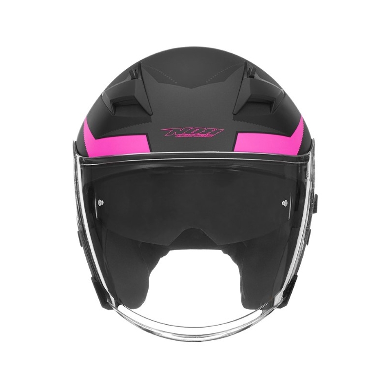 Nyitott motoros sisak NOX N127 Késő fekete-rózsaszín