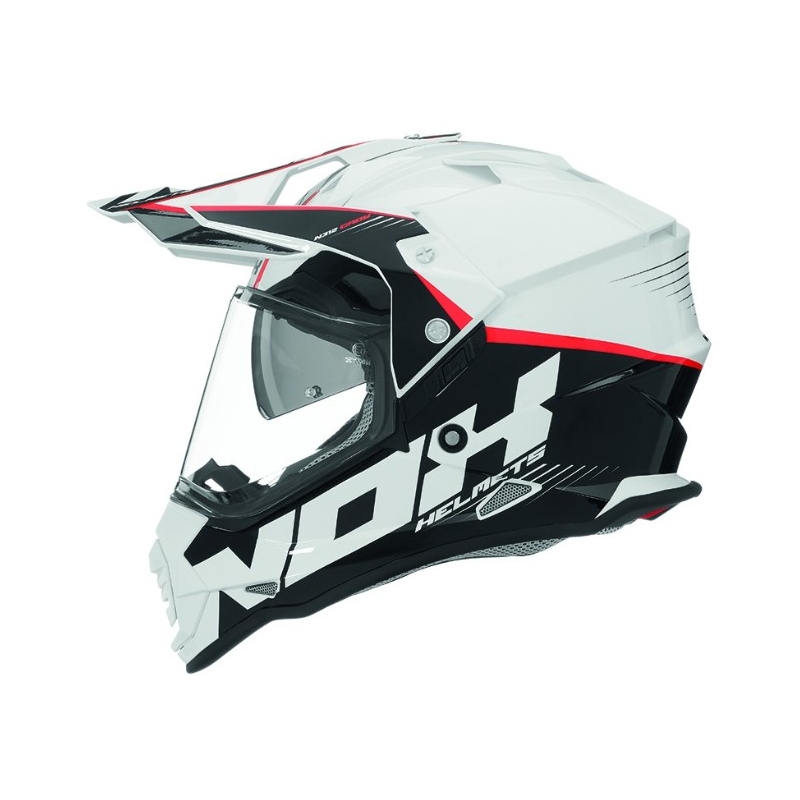 Enduro sisak NOX N312 Crow fehér-fekete-piros