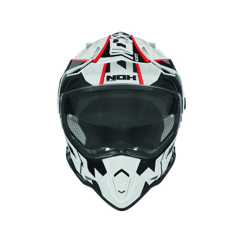 Enduro sisak NOX N312 Crow fehér-fekete-piros