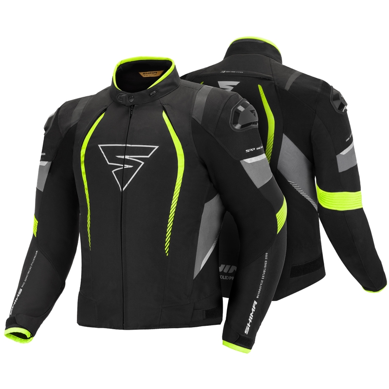 Shima Solid Pro motoros kabát fekete-szürke-fluo sárga