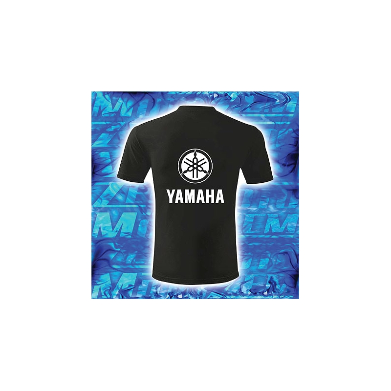 Yamaha fekete póló fehér nyomtatással